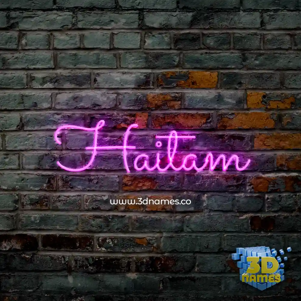 haitam in Pink Neon style - 3D name wallpaper