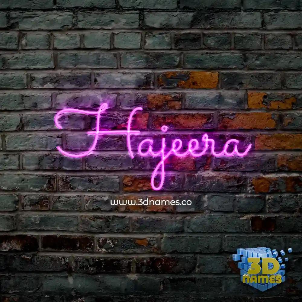 hajeera in Pink Neon style - 3D name wallpaper