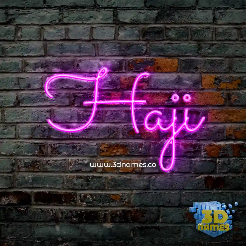 haji in Pink Neon style - 3D name wallpaper