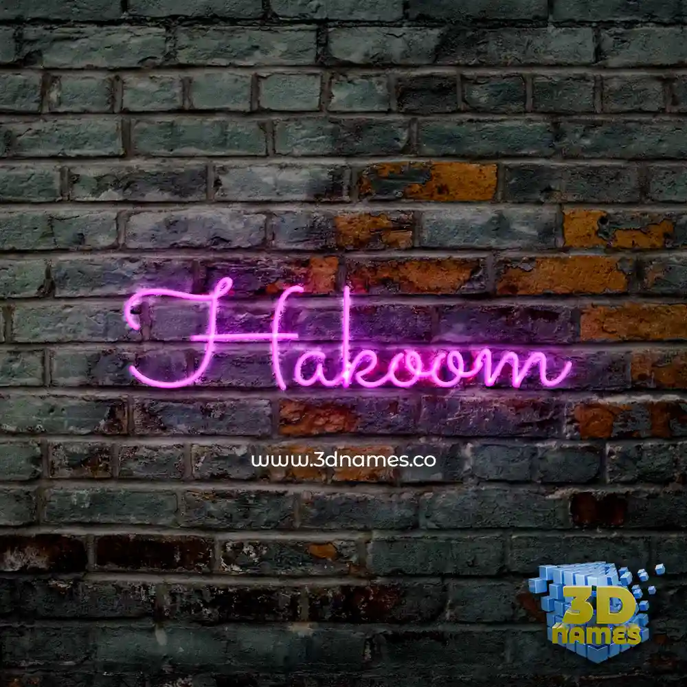 hakoom in Pink Neon style - 3D name wallpaper