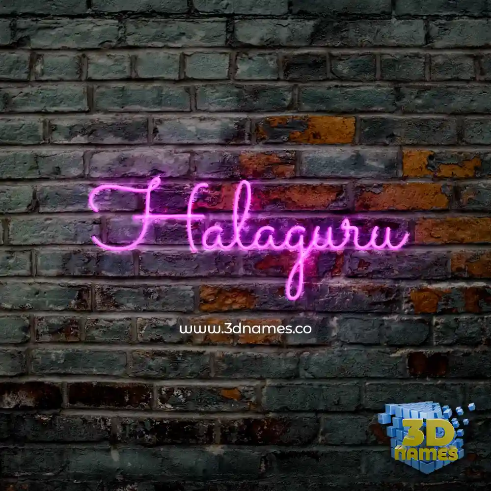 halaguru in Pink Neon style - 3D name wallpaper