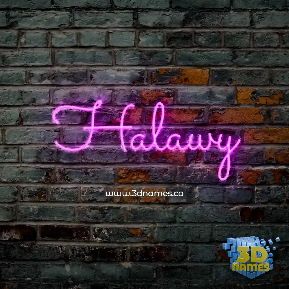 halawy in Pink Neon style - 3D name wallpaper