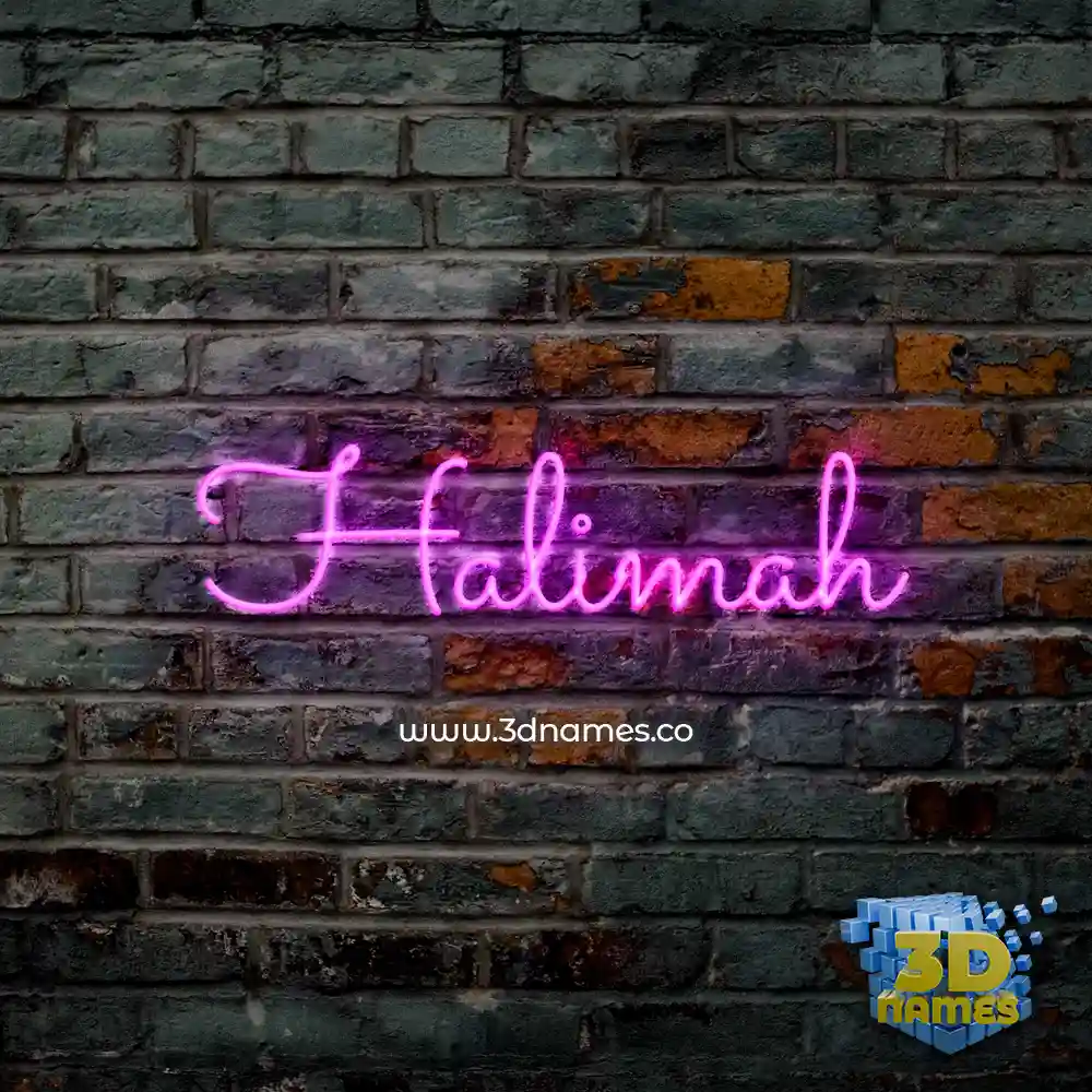 halimah in Pink Neon style - 3D name wallpaper