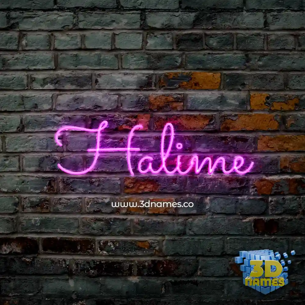 halime in Pink Neon style - 3D name wallpaper