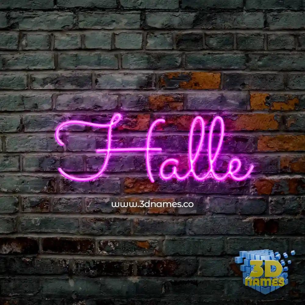 halle in Pink Neon style - 3D name wallpaper