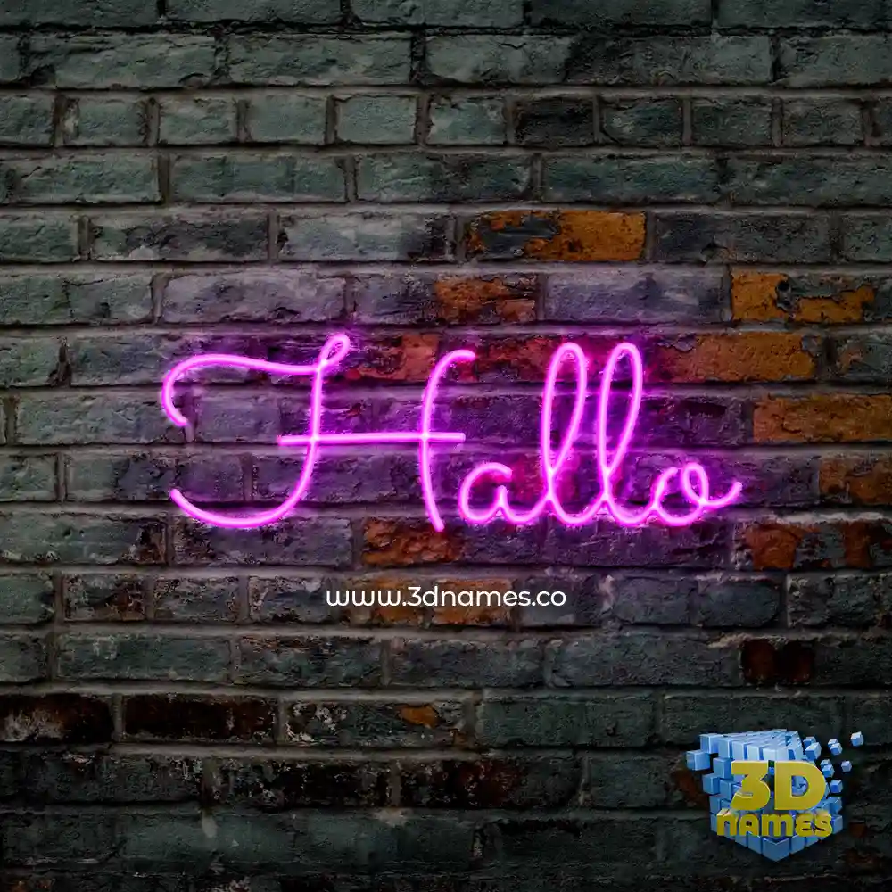 hallo in Pink Neon style - 3D name wallpaper