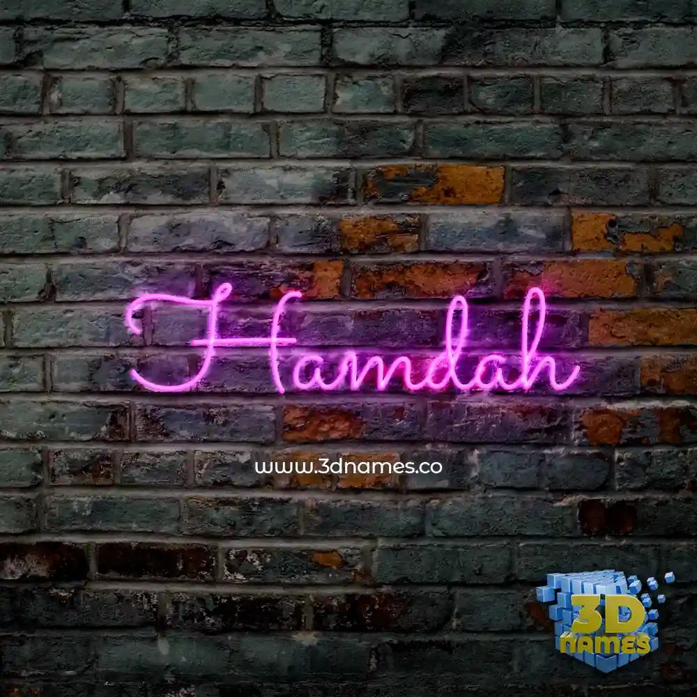 hamdah in Pink Neon style - 3D name wallpaper