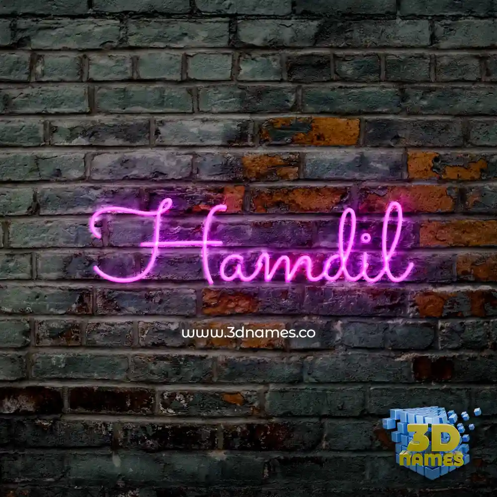 hamdil in Pink Neon style - 3D name wallpaper