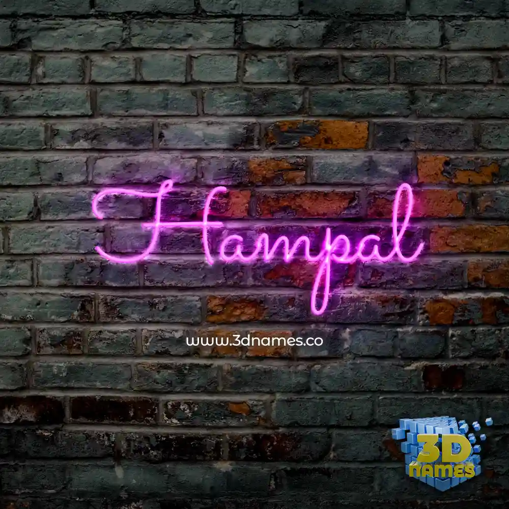 hampal in Pink Neon style - 3D name wallpaper