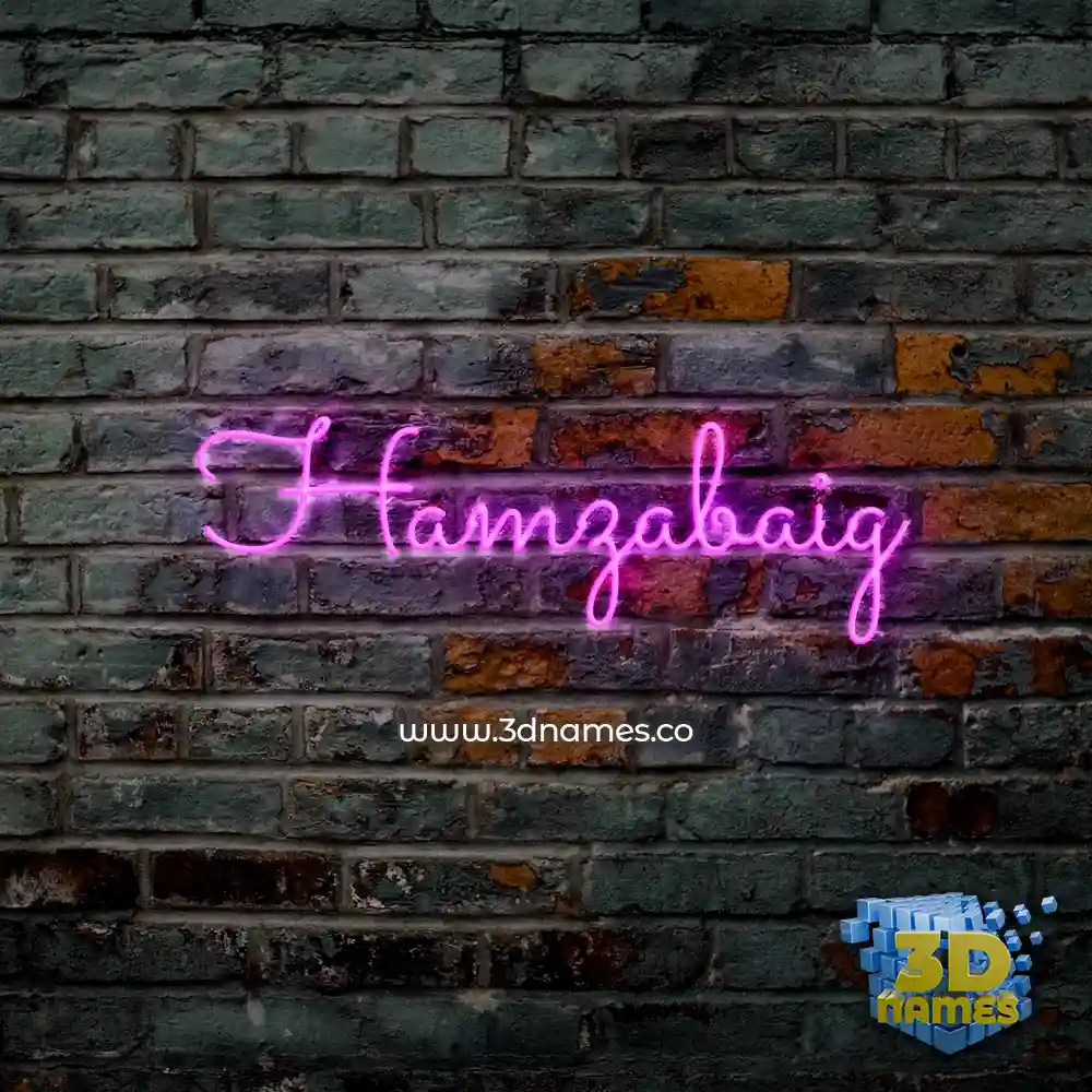 hamzabaig in Pink Neon style - 3D name wallpaper