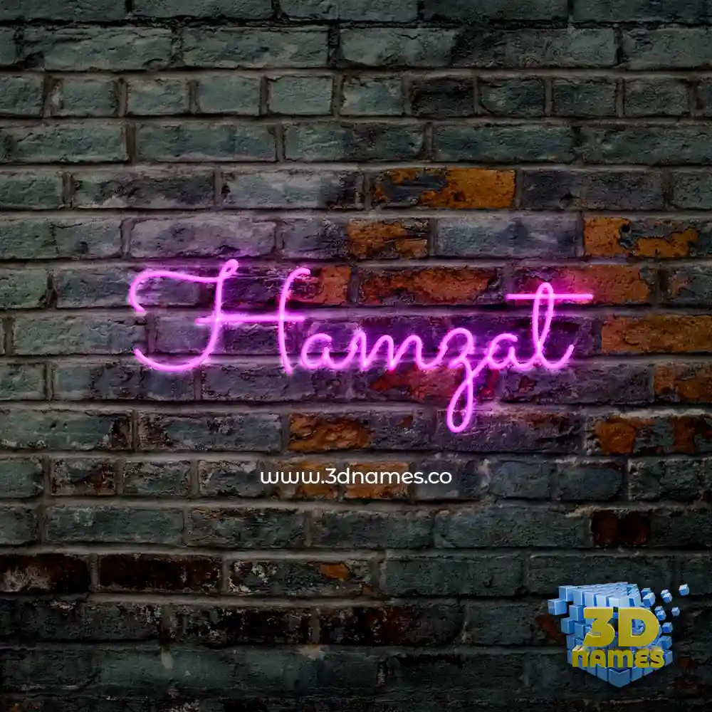 hamzat in Pink Neon style - 3D name wallpaper