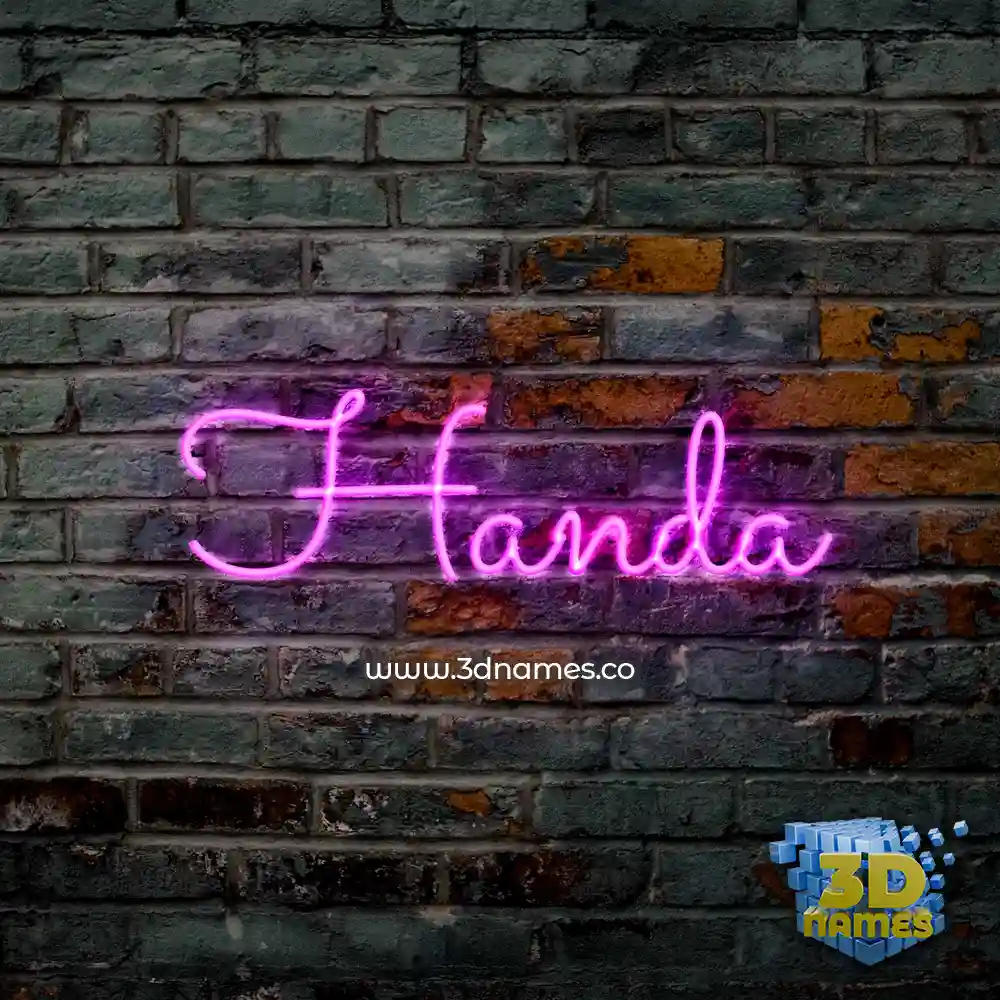 handa in Pink Neon style - 3D name wallpaper