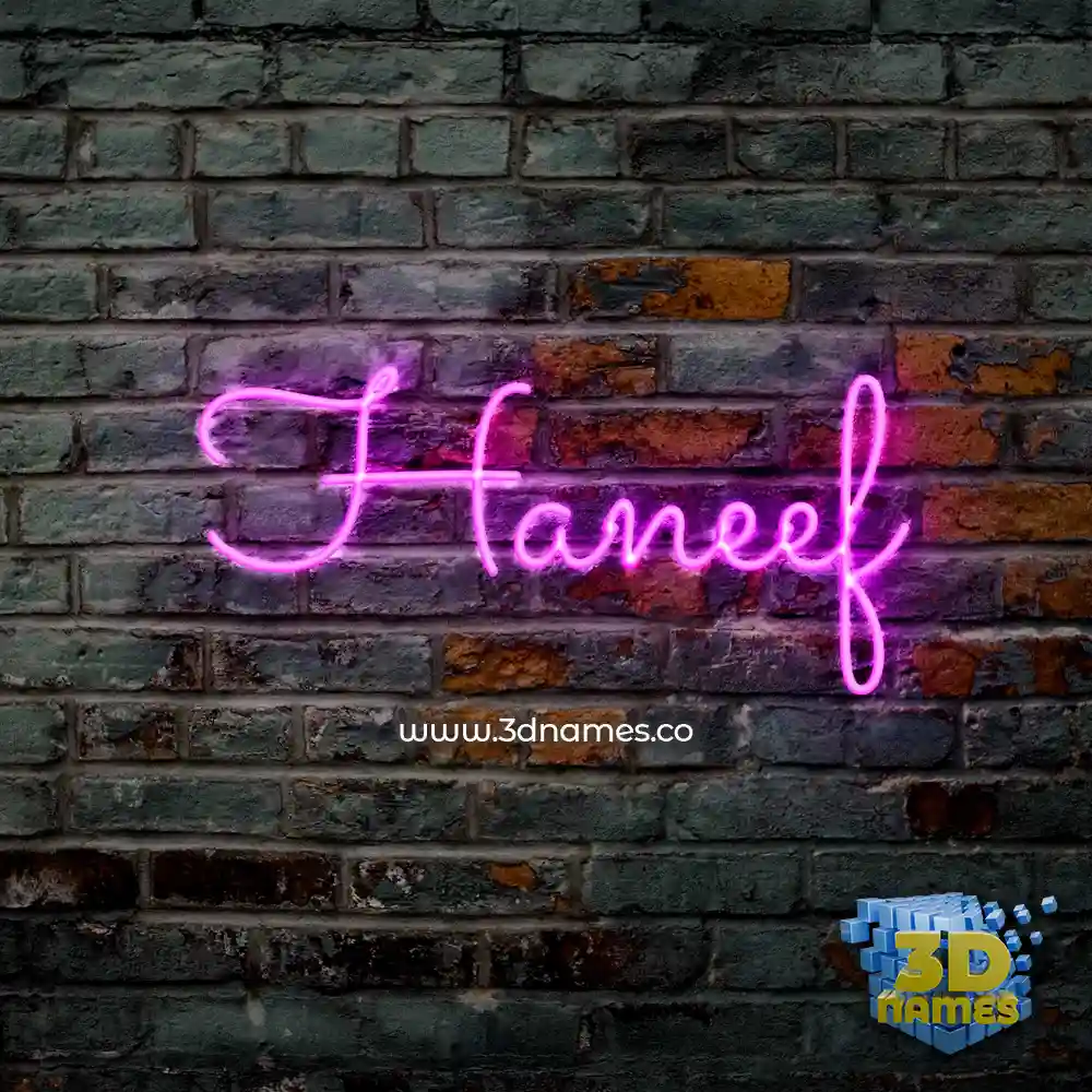 haneef in Pink Neon style - 3D name wallpaper