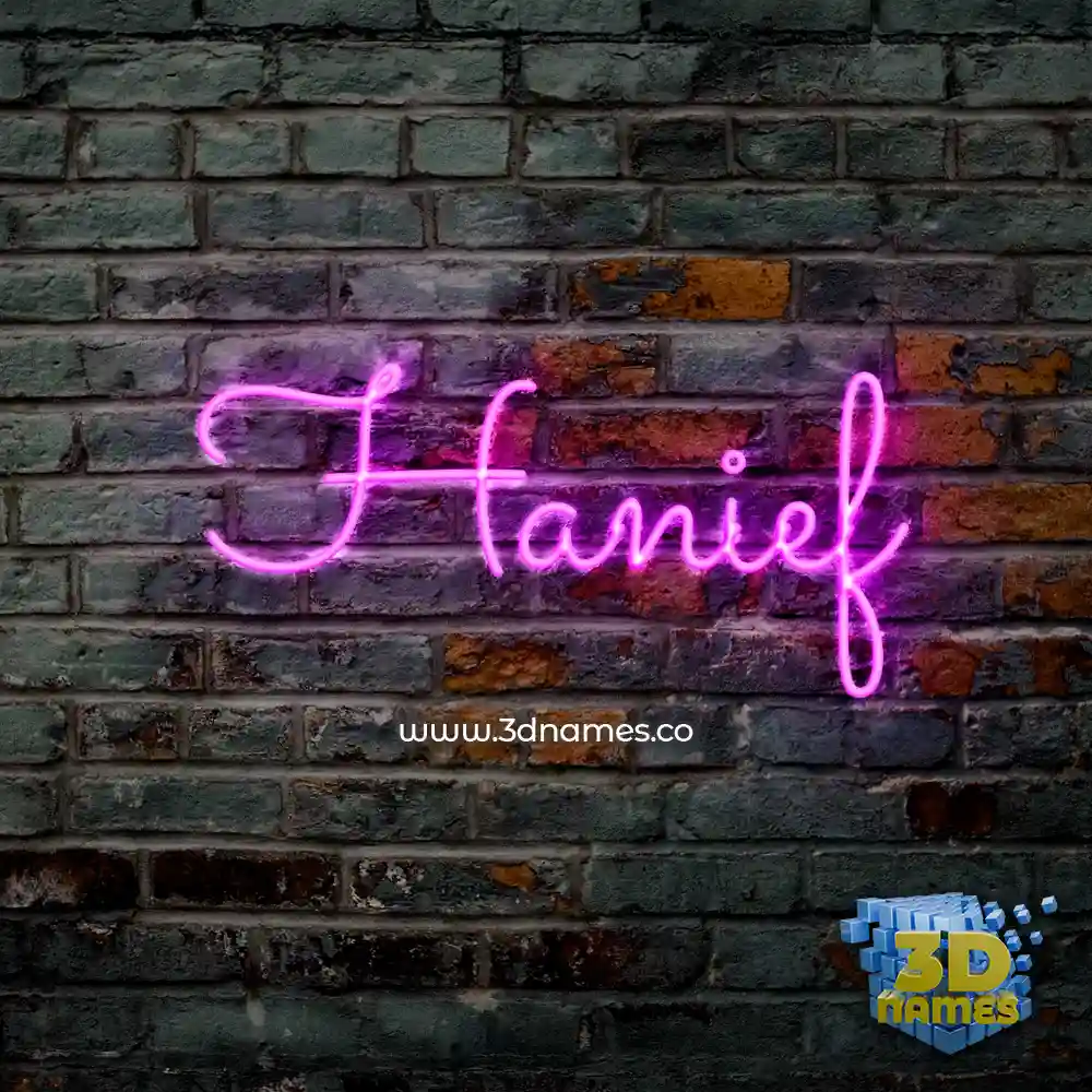hanief in Pink Neon style - 3D name wallpaper