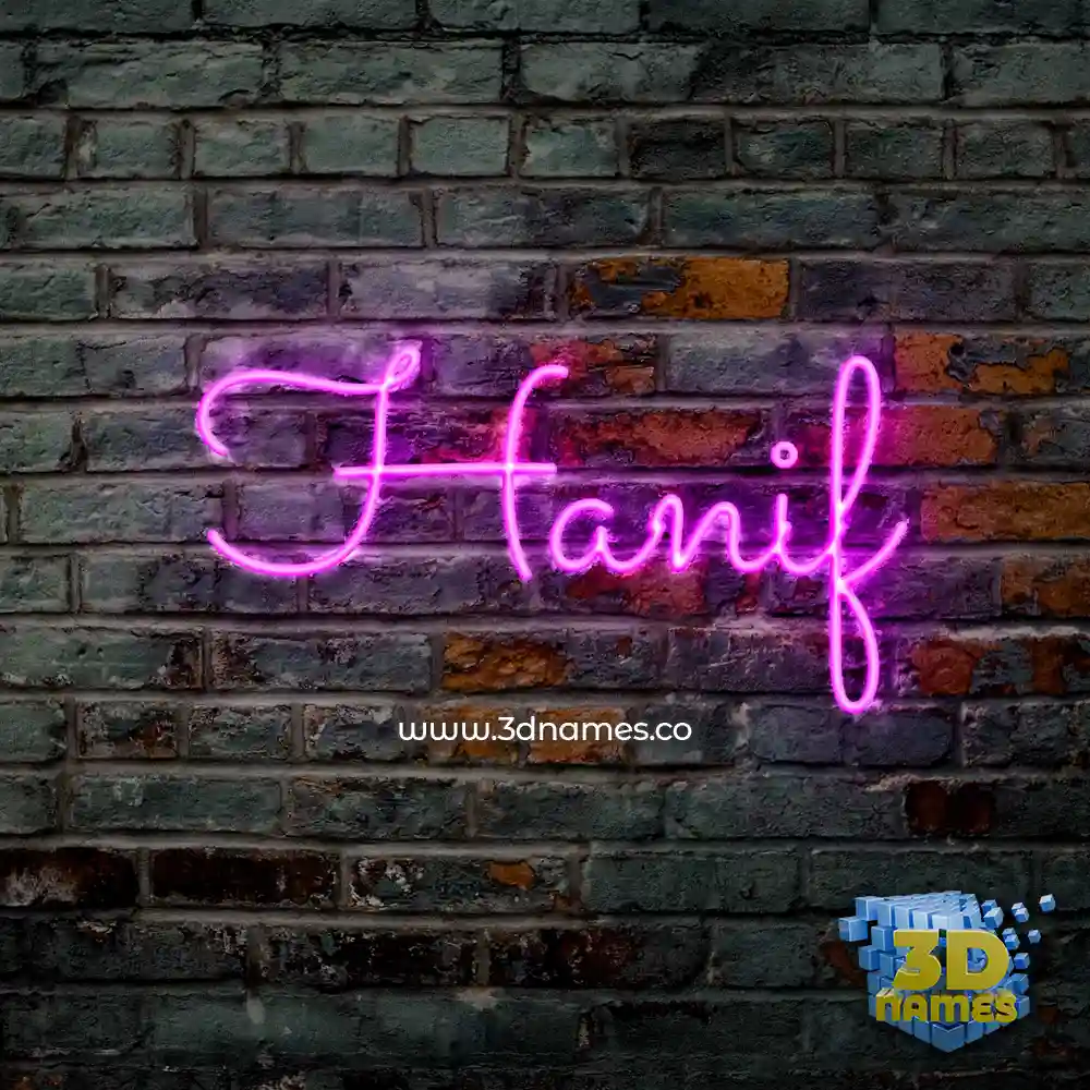 hanif in Pink Neon style - 3D name wallpaper