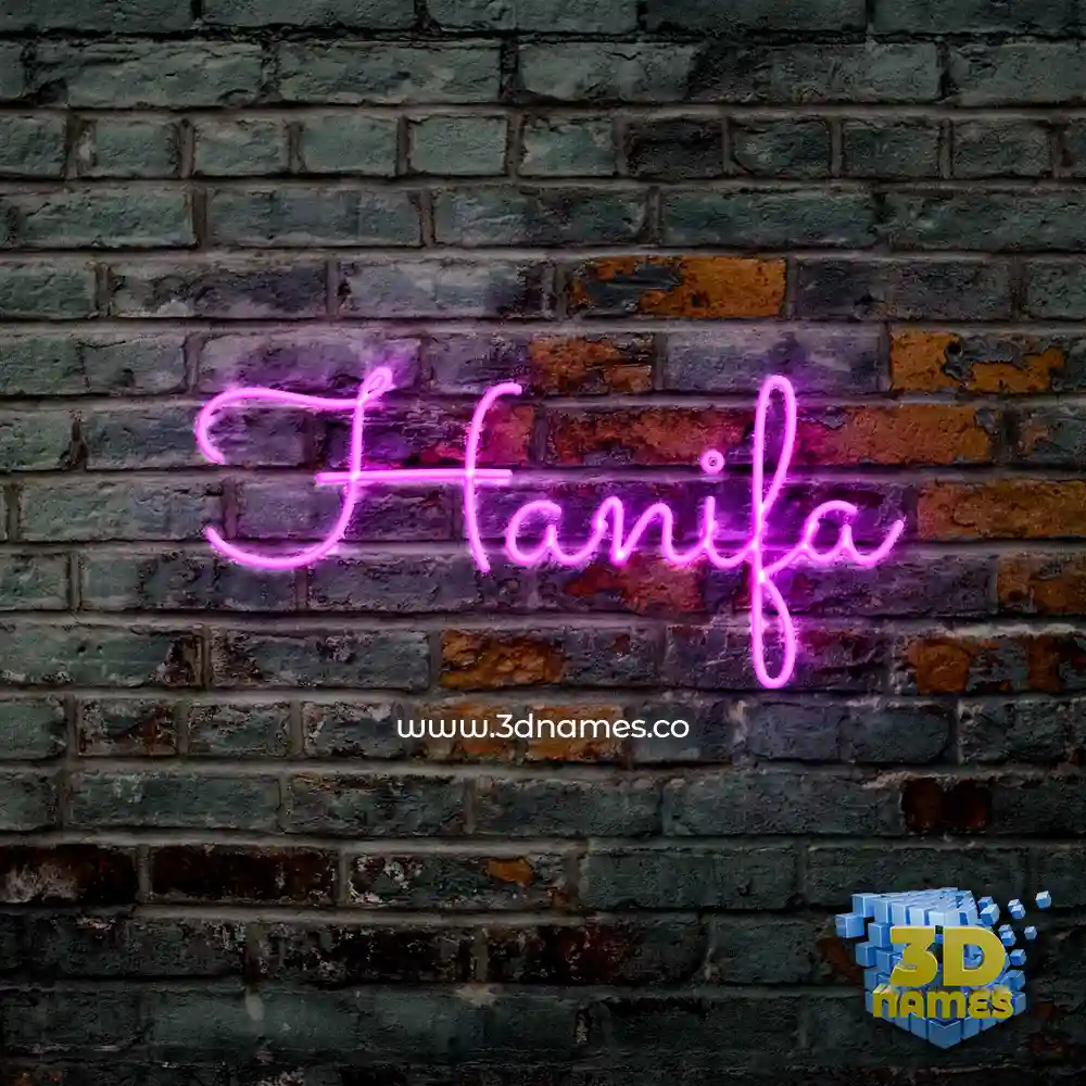 hanifa in Pink Neon style - 3D name wallpaper