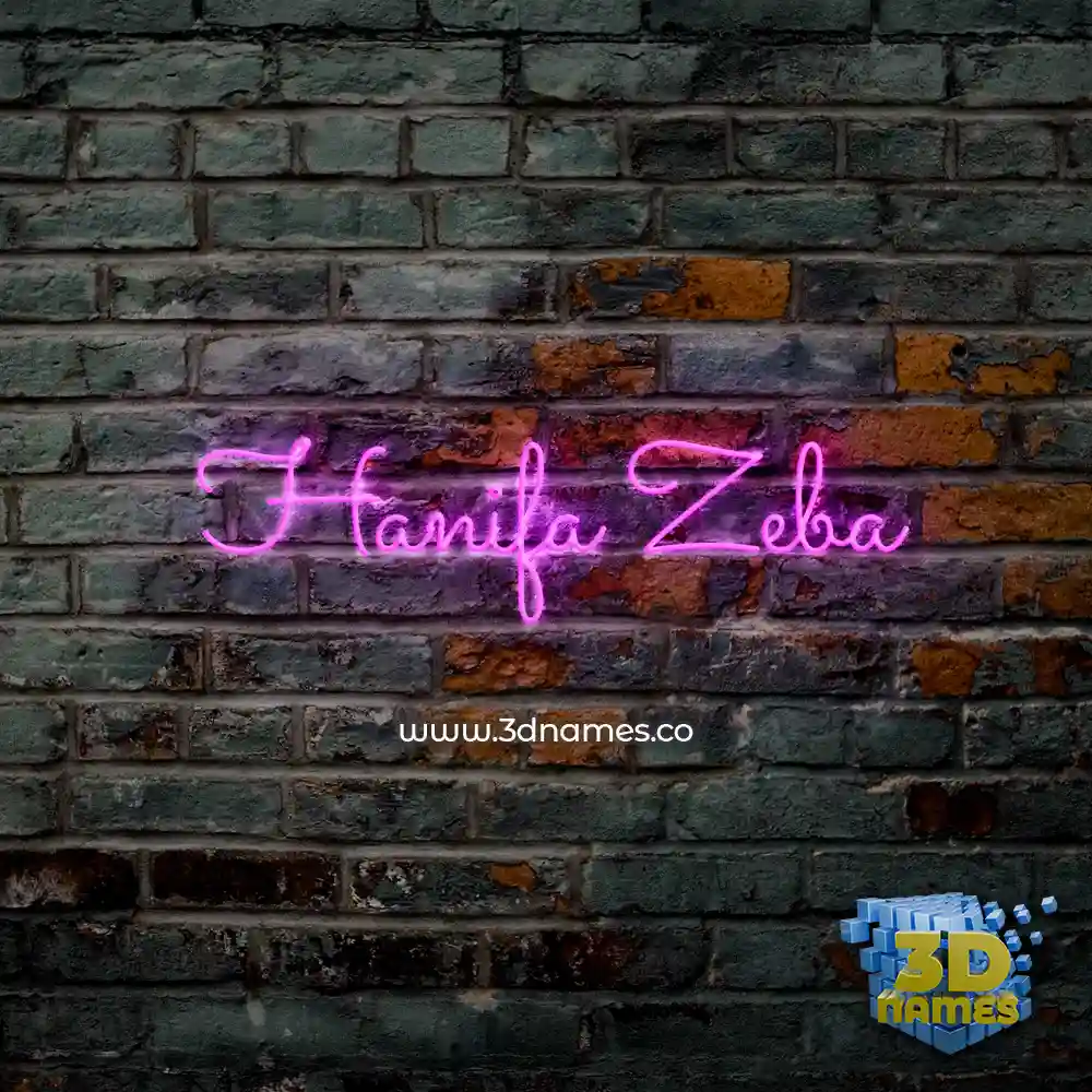 hanifa zeba in Pink Neon style - 3D name wallpaper