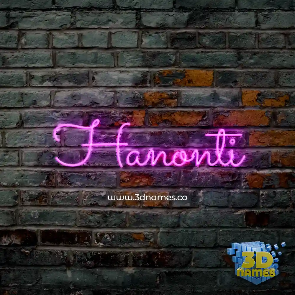 hanonti in Pink Neon style - 3D name wallpaper
