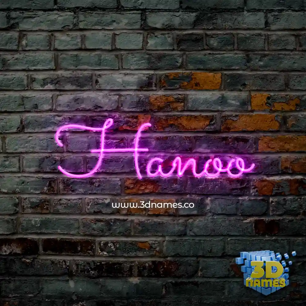 hanoo in Pink Neon style - 3D name wallpaper