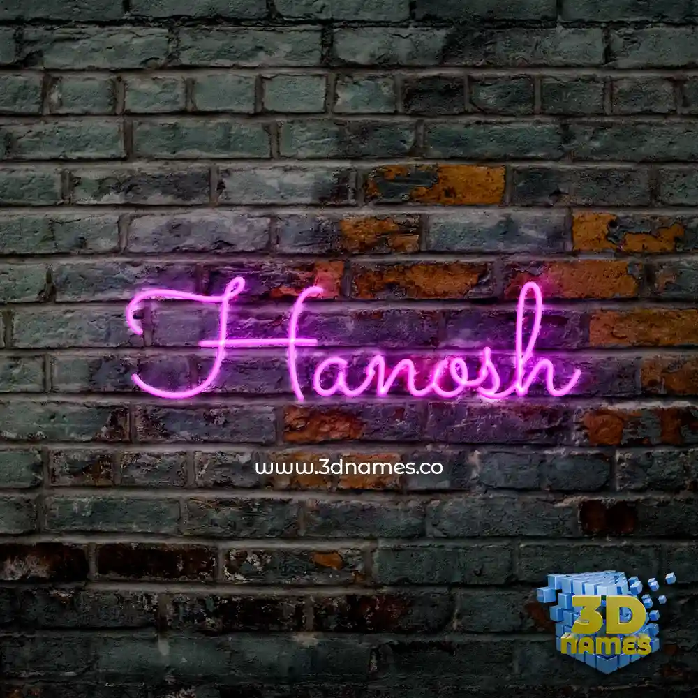 hanosh in Pink Neon style - 3D name wallpaper
