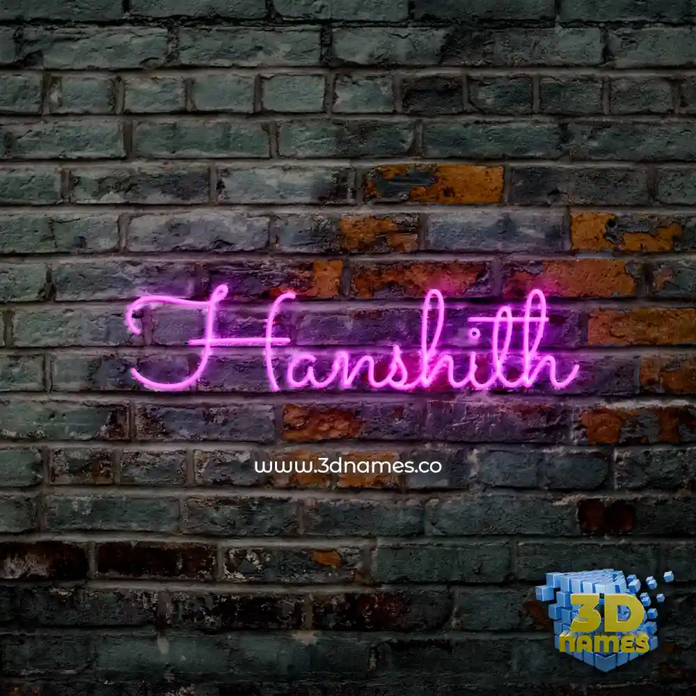 hanshith in Pink Neon style - 3D name wallpaper