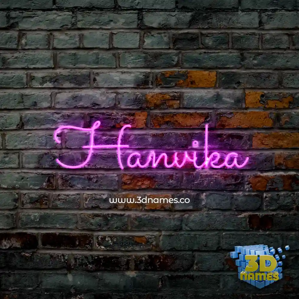 hanvika in Pink Neon style - 3D name wallpaper
