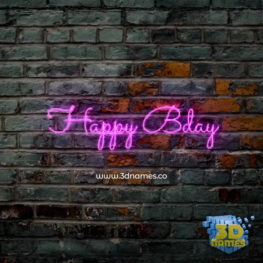 happy bday in Pink Neon style - 3D name wallpaper