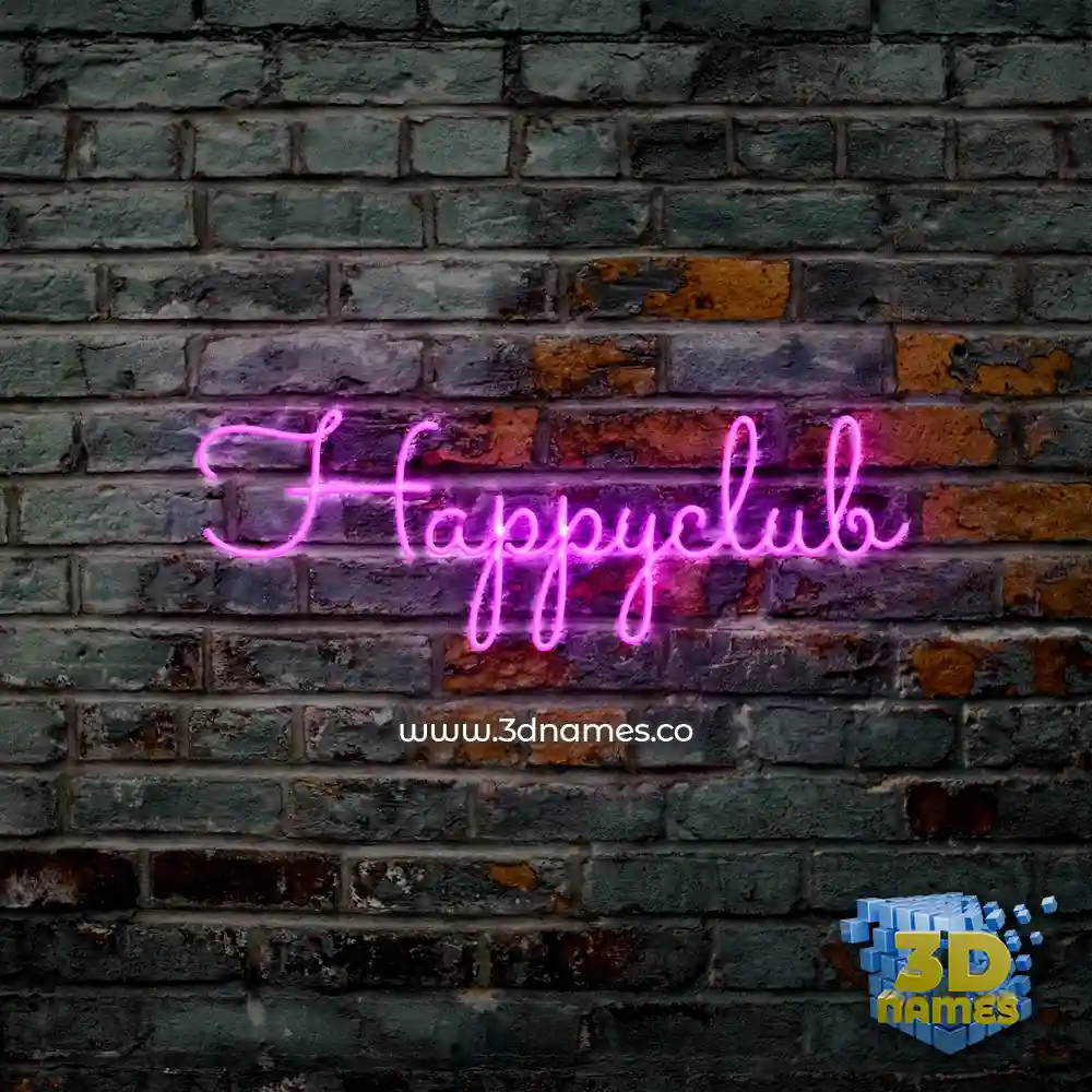 happyclub in Pink Neon style - 3D name wallpaper