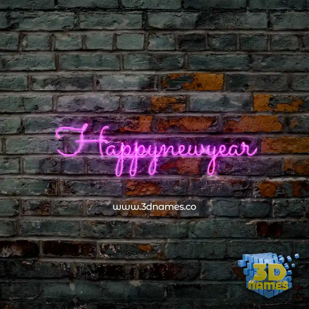 happynewyear in Pink Neon style - 3D name wallpaper