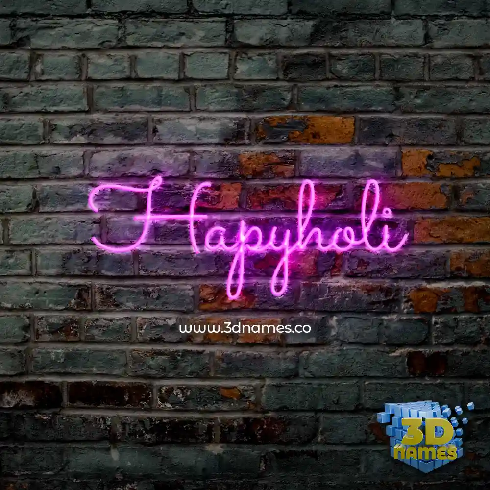 hapyholi in Pink Neon style - 3D name wallpaper