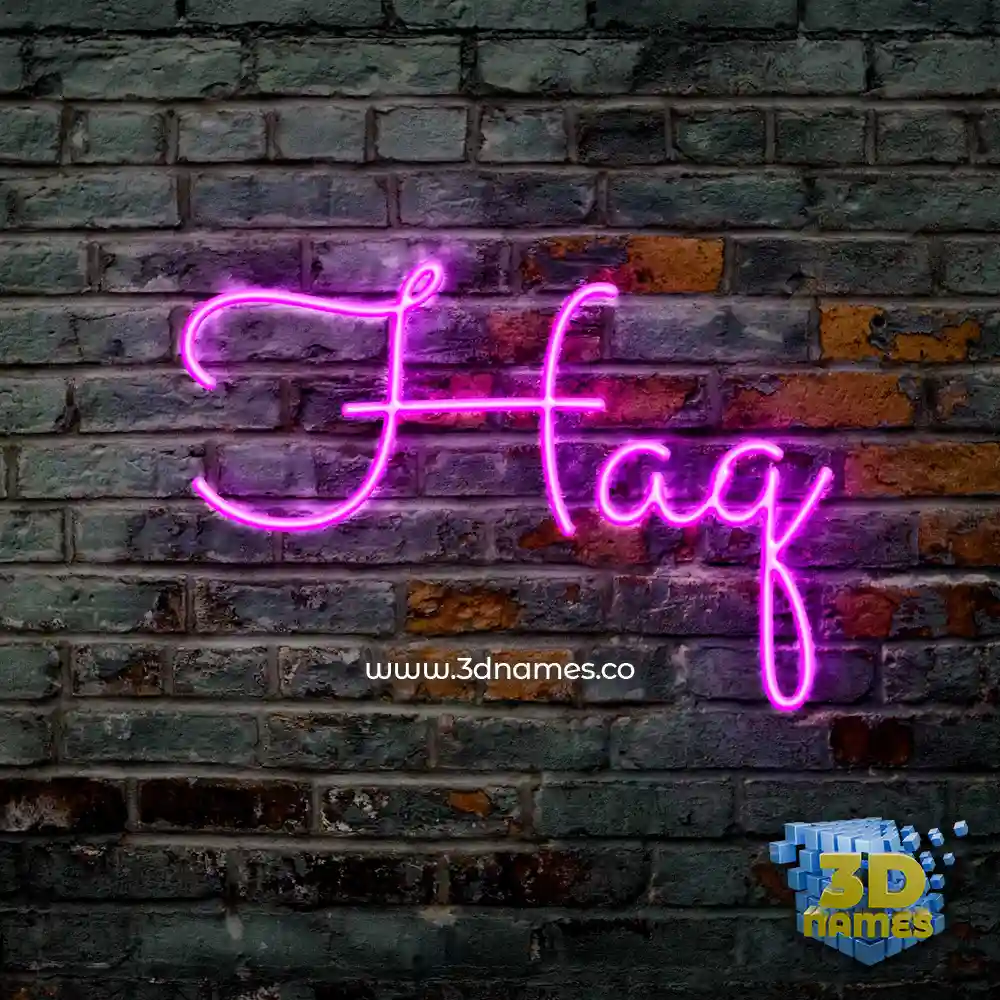 haq in Pink Neon style - 3D name wallpaper