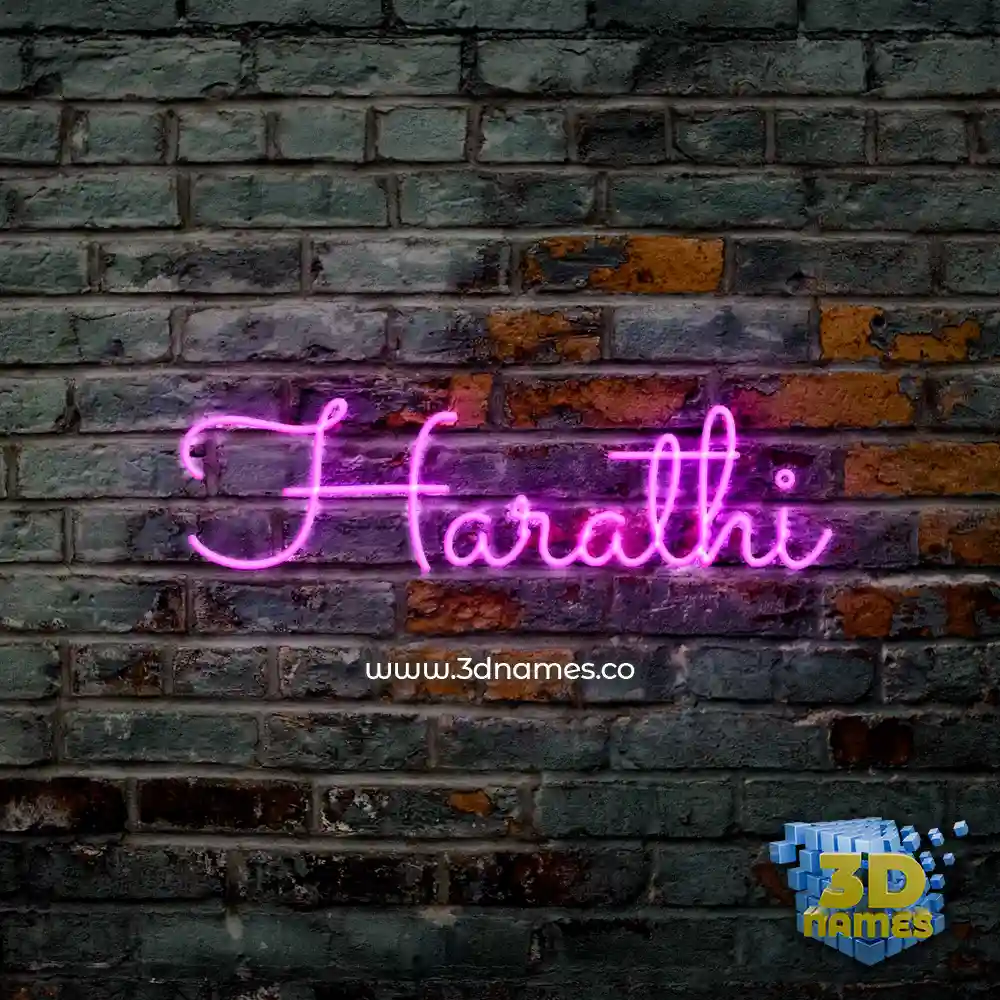 harathi in Pink Neon style - 3D name wallpaper