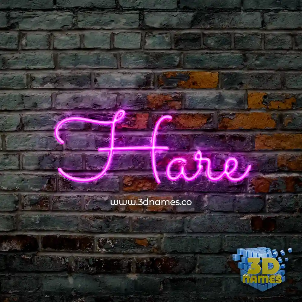 hare in Pink Neon style - 3D name wallpaper