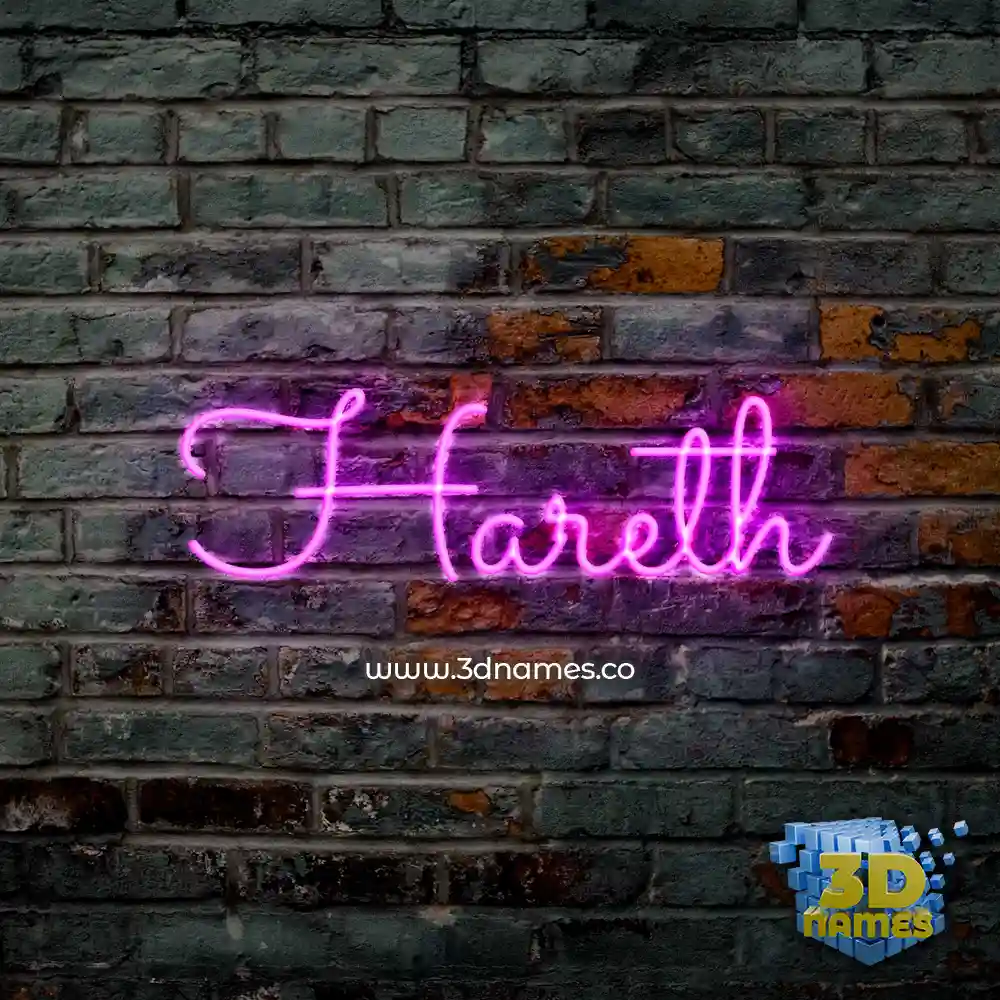 hareth in Pink Neon style - 3D name wallpaper