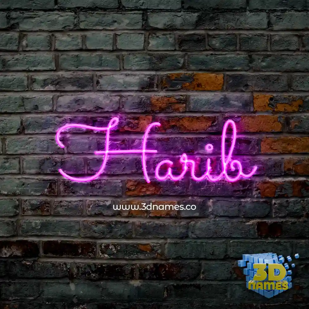 harib in Pink Neon style - 3D name wallpaper