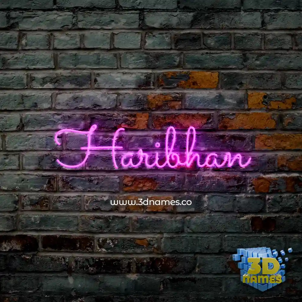 haribhan in Pink Neon style - 3D name wallpaper