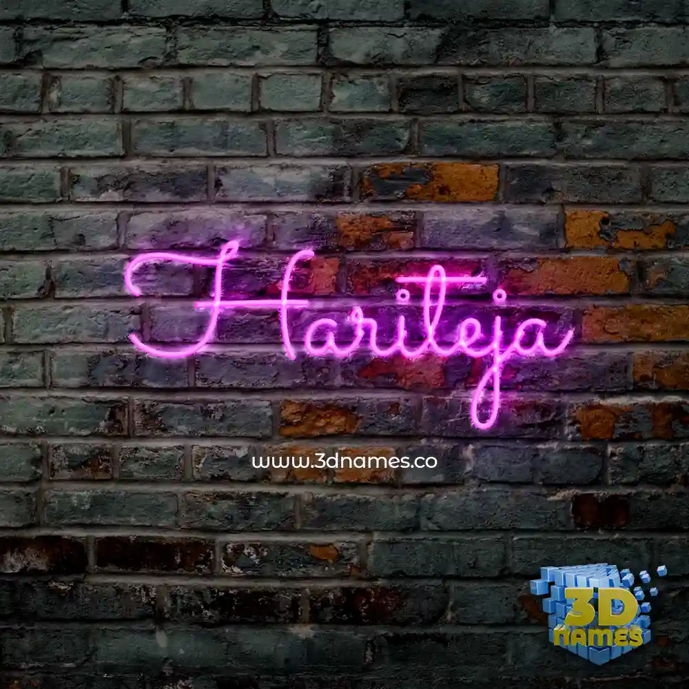 hariteja in Pink Neon style - 3D name wallpaper