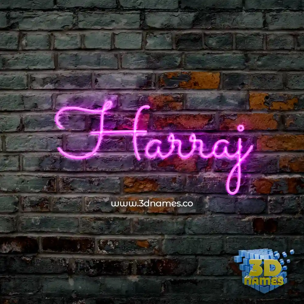 harraj in Pink Neon style - 3D name wallpaper