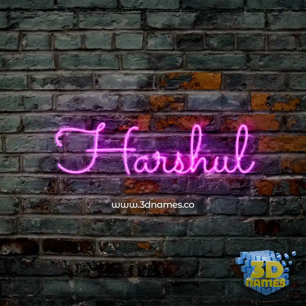harshul in Pink Neon style - 3D name wallpaper