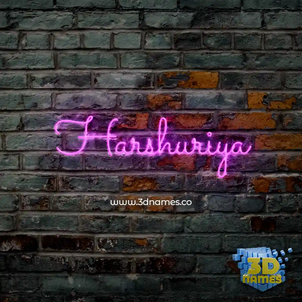 harshuriya in Pink Neon style - 3D name wallpaper