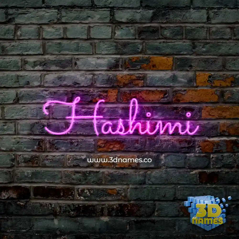 hashimi in Pink Neon style - 3D name wallpaper