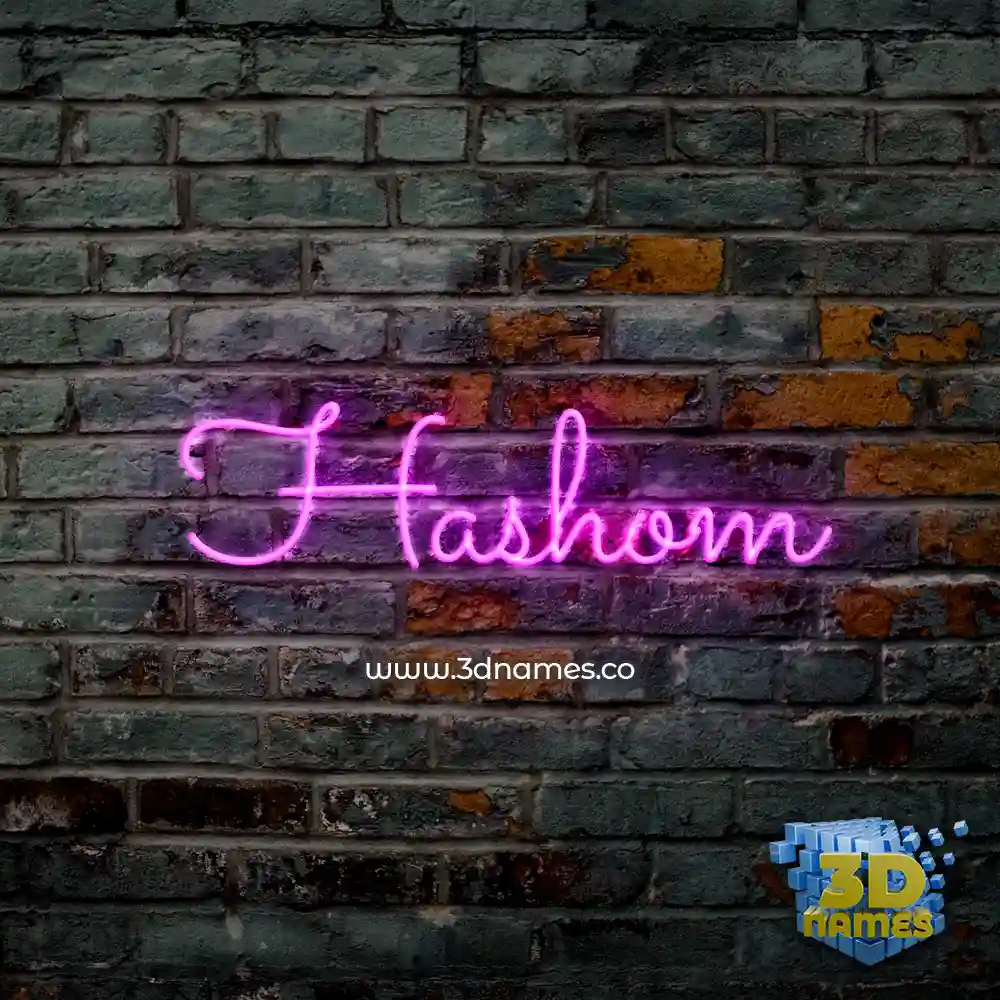 hashom in Pink Neon style - 3D name wallpaper
