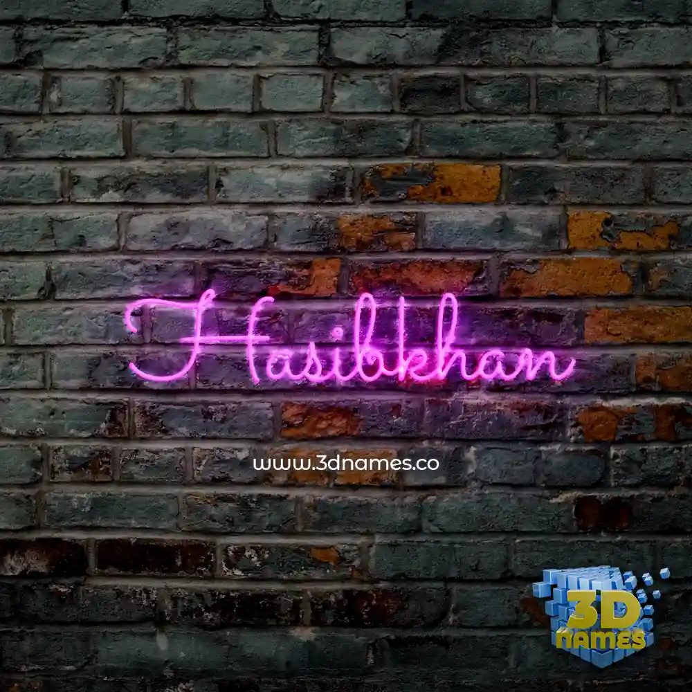 hasibkhan in Pink Neon style - 3D name wallpaper