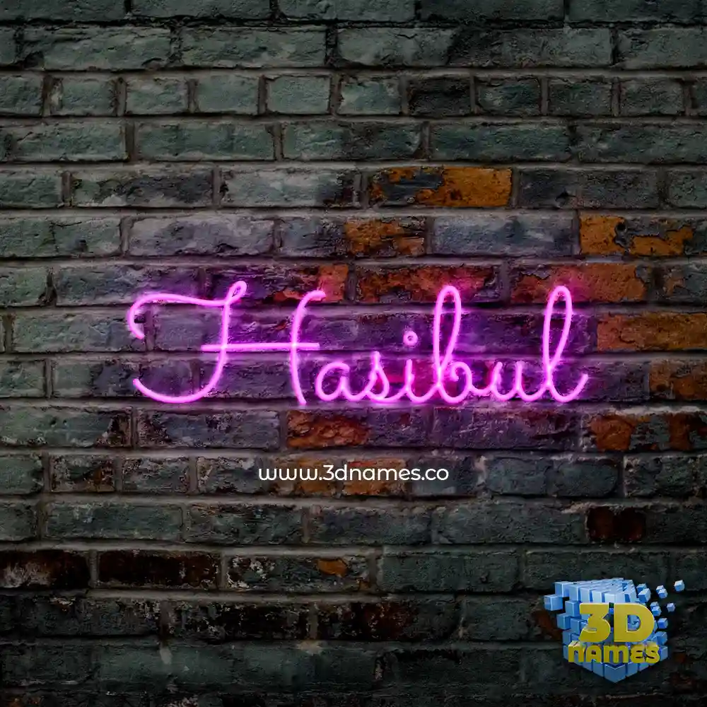 hasibul in Pink Neon style - 3D name wallpaper