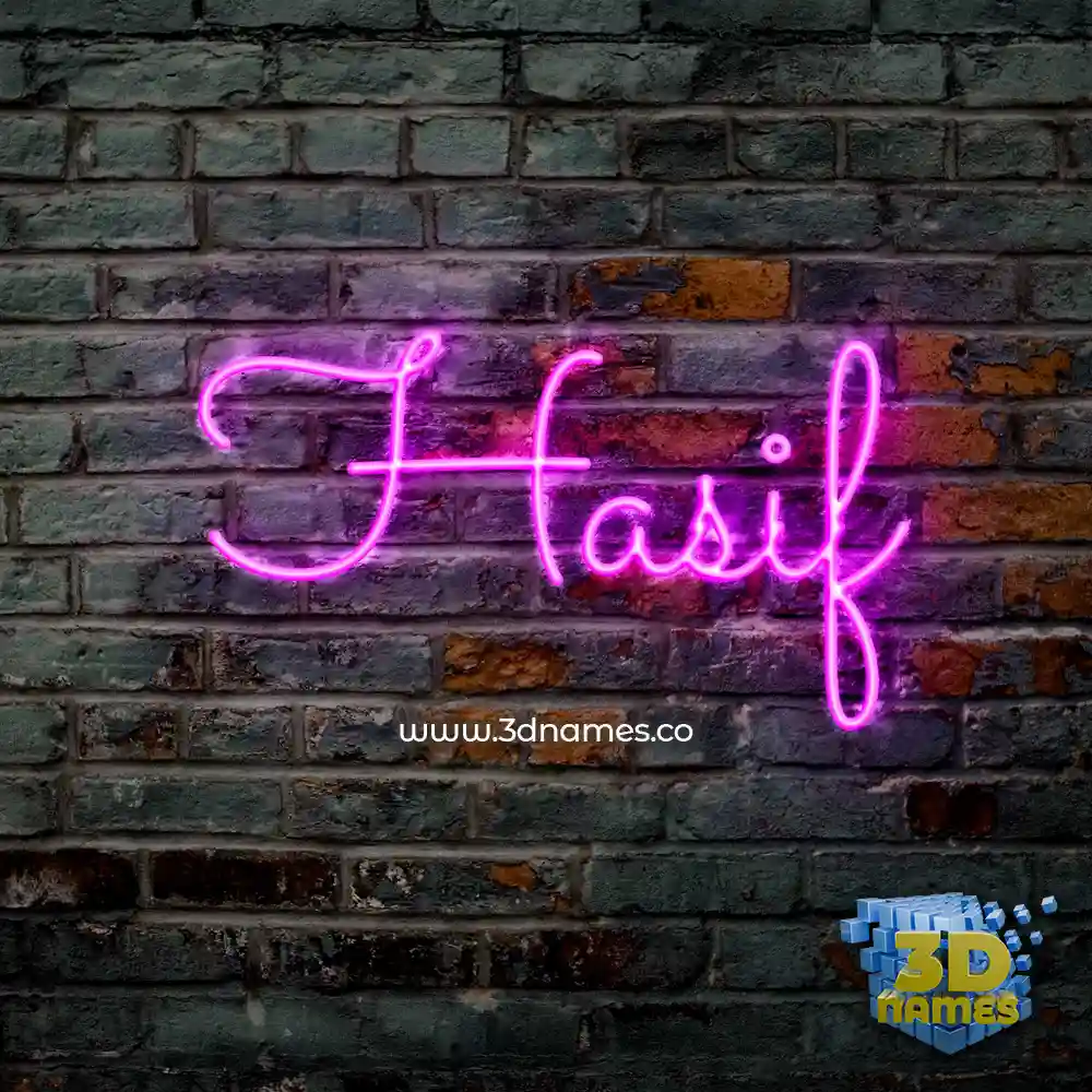 hasif in Pink Neon style - 3D name wallpaper