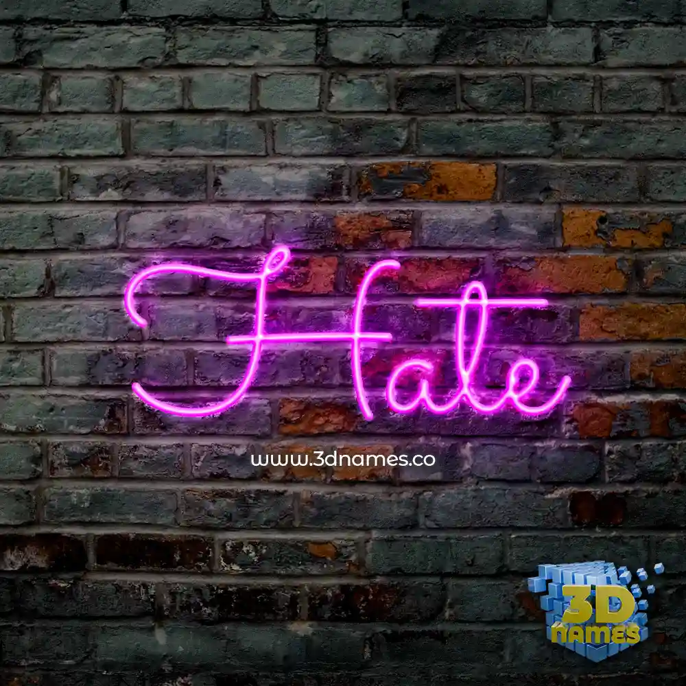 hate in Pink Neon style - 3D name wallpaper