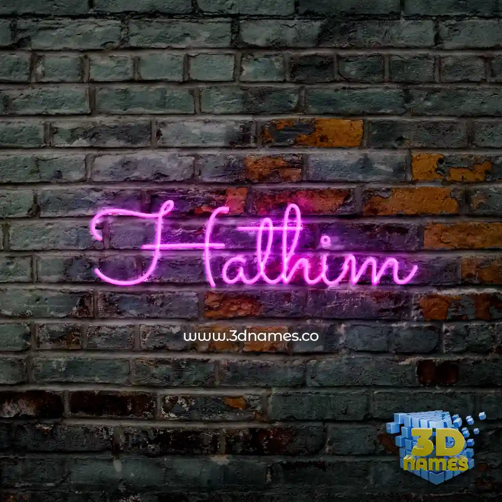 hathim in Pink Neon style - 3D name wallpaper