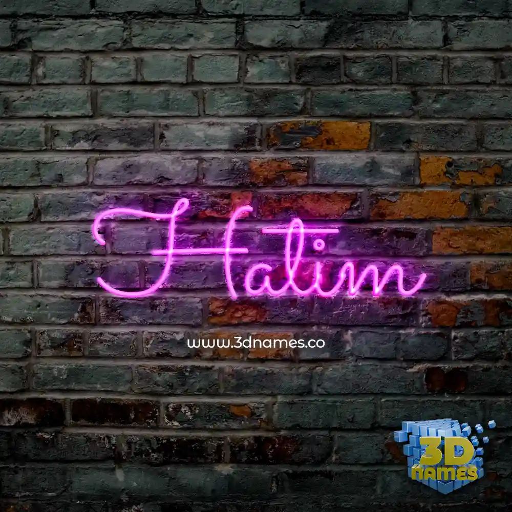 hatim in Pink Neon style - 3D name wallpaper