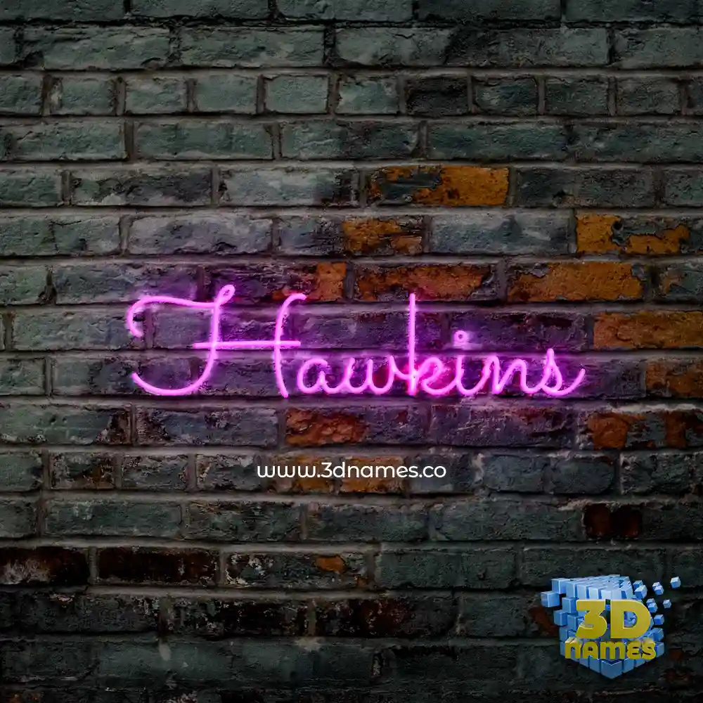 hawkins in Pink Neon style - 3D name wallpaper