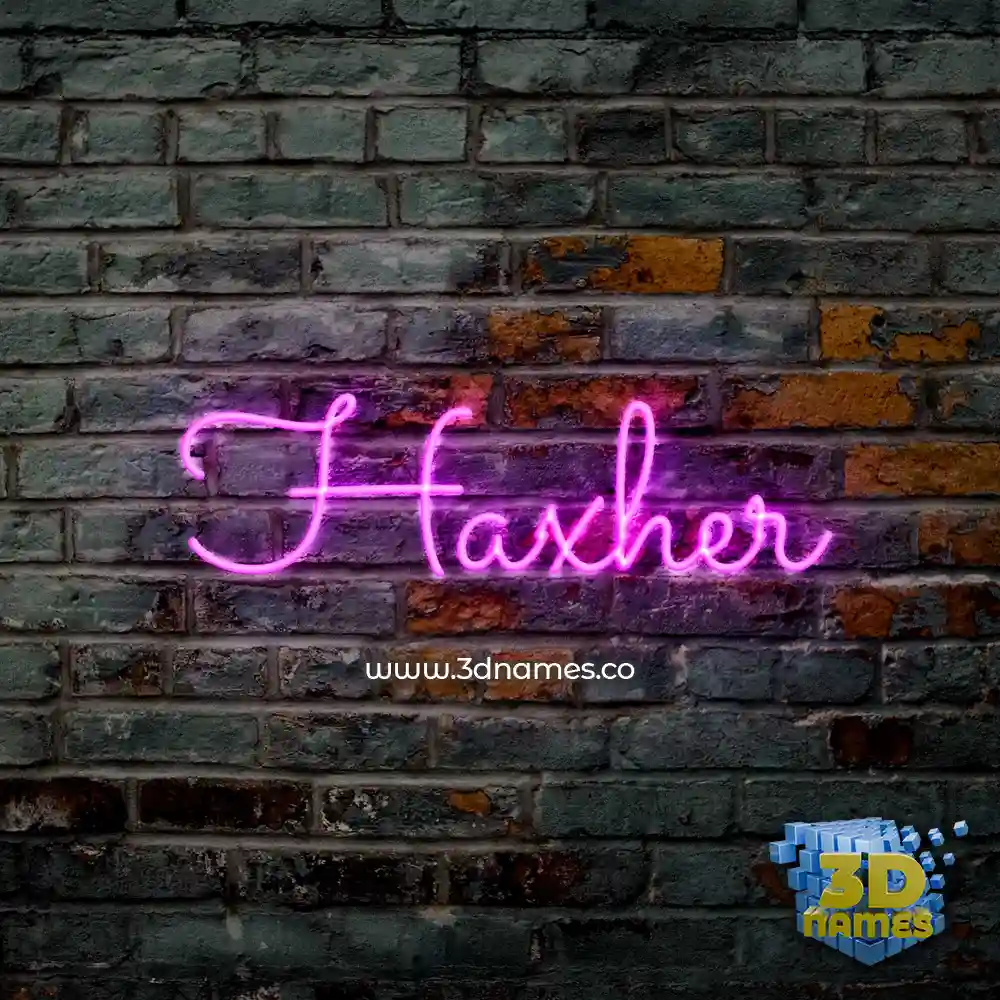 haxher in Pink Neon style - 3D name wallpaper